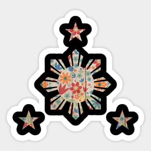 Flower Filipino Flag 3 Star and Sun Sticker